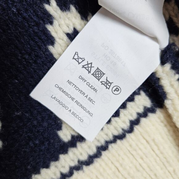 J.Crew Lambswool Womens S Cardigan Sweater Fair Isle Knit Full Zip Nordic Chunky - Picture 12 of 15